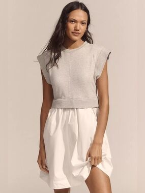 Sleeveless Gray Sweatshirt Dress Top